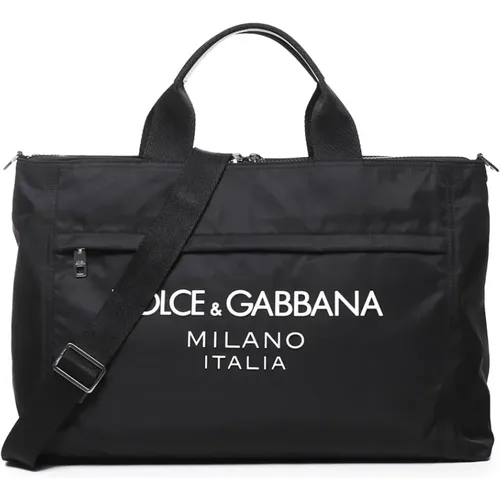 Schwarze Nylon-Handtasche mit Logo - Dolce & Gabbana - Modalova