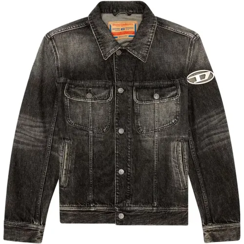 Trasting Panel Jean Jacket , male, Sizes: M - Diesel - Modalova