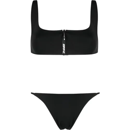 Logo Bikini Zip Underwear , female, Sizes: 2XS - Off White - Modalova