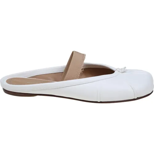 Weiße Leder Tabi Mule Schuhe , Damen, Größe: 37 1/2 EU - Maison Margiela - Modalova