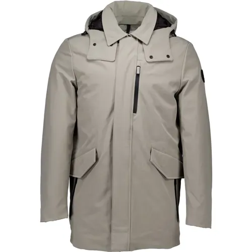 Taupe Windjacks Barrow Mac Mantel , Herren, Größe: L - Woolrich - Modalova