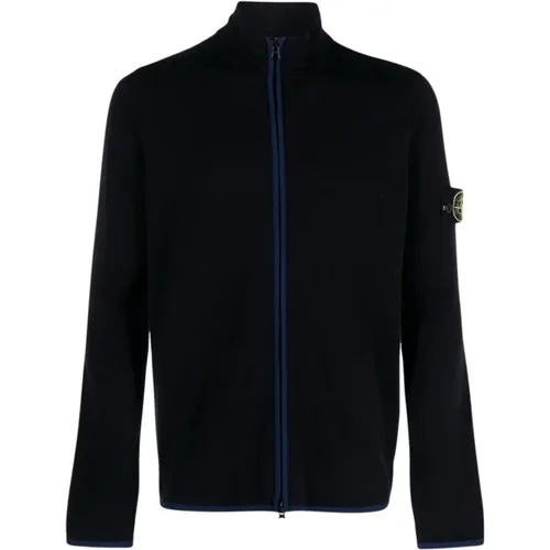 Blaue Zippered Compass Sweatshirt , Herren, Größe: L - Stone Island - Modalova