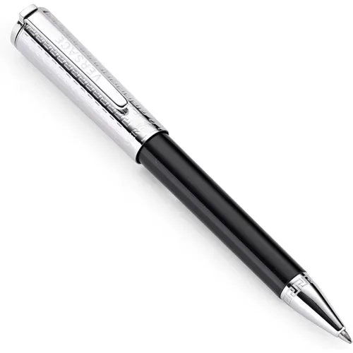 Olympia Ball Point Pen Black Silver , unisex, Sizes: ONE SIZE - Versace - Modalova