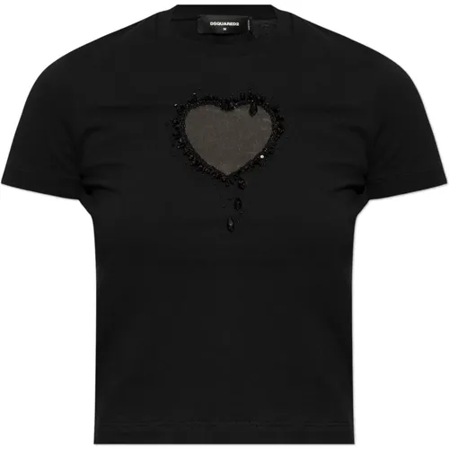 T-Shirt mit Applikation , Damen, Größe: M - Dsquared2 - Modalova