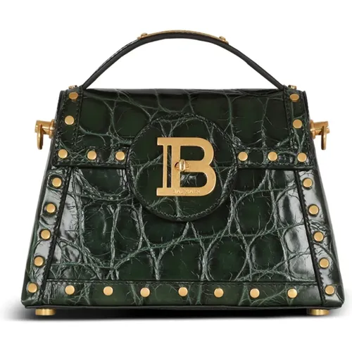 B-Buzz Dynasty Tasche aus Krokodil-Print-Leder - Balmain - Modalova