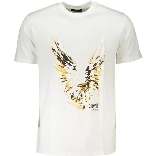 Logo Print Baumwoll T-Shirt , Herren, Größe: L - Cavalli Class - Modalova