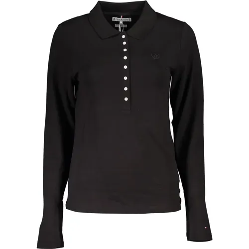 Langarm Polo Shirt Schwarz Besticktes Logo - Tommy Hilfiger - Modalova