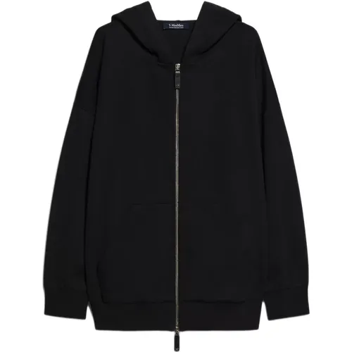 Schwarzer Baumwoll-Hoodie-Pullover , Damen, Größe: S - Max Mara - Modalova