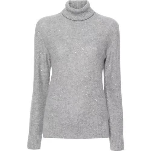 Sequin Embellished Grey Sweater , female, Sizes: M, XS, S - Fabiana Filippi - Modalova