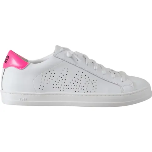 Weiße Ledersneaker mit Fuchsia-Akzenten , Damen, Größe: 37 EU - P448 - Modalova