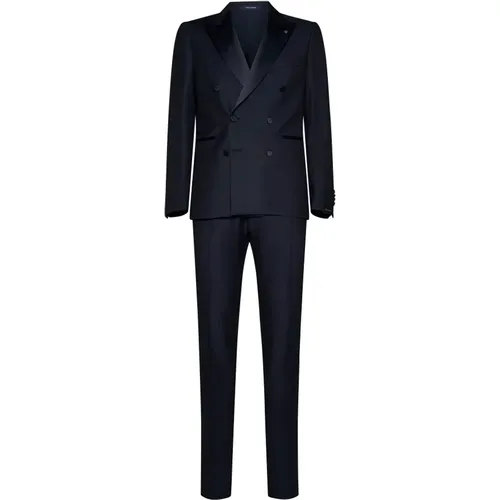 Jacquard Satin Trim Suit Set , male, Sizes: L, M, 3XL - Tagliatore - Modalova