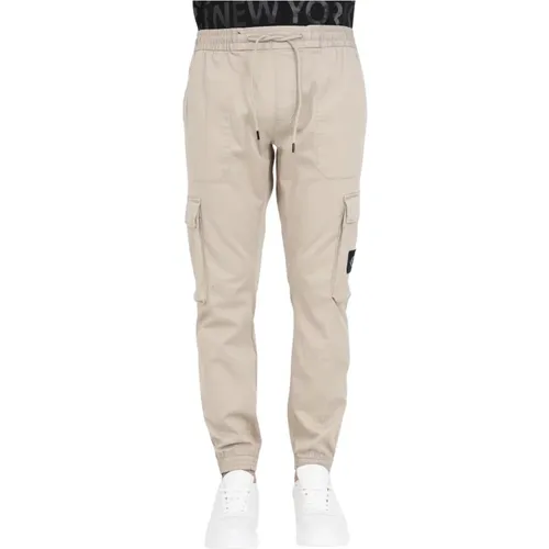 Cargo Skinny Hose mit Plaza Taupe Logo , Herren, Größe: L - Calvin Klein Jeans - Modalova