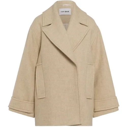 Oversized Sand Melange Coat , Damen, Größe: M - IVY OAK - Modalova