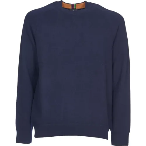 Blauer Woll-Rundhalsausschnitt-Pullover - PS By Paul Smith - Modalova