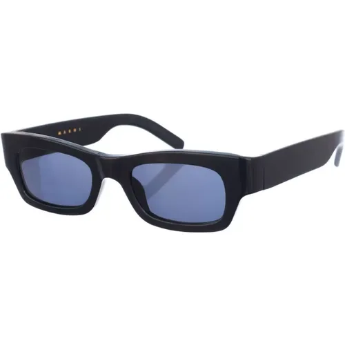 Marineblaue Rechteckige Sonnenbrille , Damen, Größe: ONE Size - Marni - Modalova