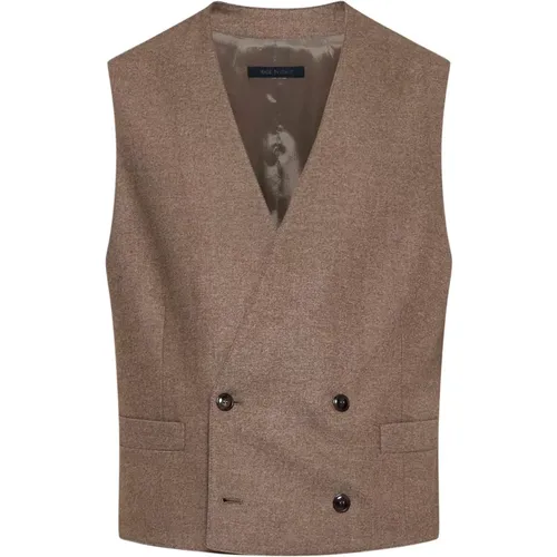 Double-Breasted Waistcoat in Taupe Grey , male, Sizes: XL - Giorgio Armani - Modalova