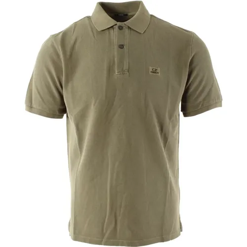 Grünes Resist Dyed Polo für Herren , Herren, Größe: M - C.P. Company - Modalova