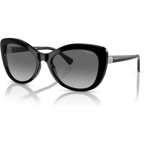 Schwarze/Graue Sonnenbrille , Damen, Größe: 55 MM - Vogue - Modalova