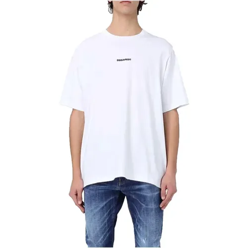 Weißes Baumwoll-T-Shirt - Kurzarm , Herren, Größe: L - Dsquared2 - Modalova