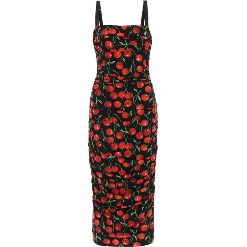 Cherry Print Midi Dress , female, Sizes: M, XS - Dolce & Gabbana - Modalova