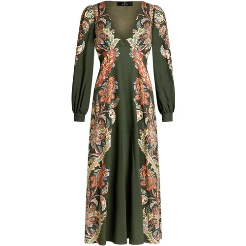 Grünes Paisley Blumenmuster Kleid - ETRO - Modalova