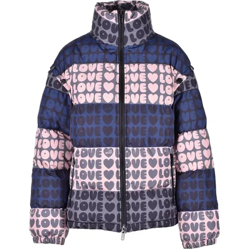 Blue/Pink Padded Jacket for Women , female, Sizes: L, S, XS, M - Love Moschino - Modalova