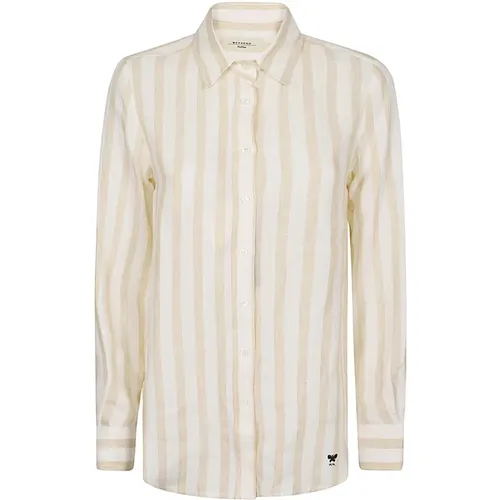 Striped Linen Shirt Classic Style , female, Sizes: 3XS, L, XS, M, 4XS - Max Mara Weekend - Modalova