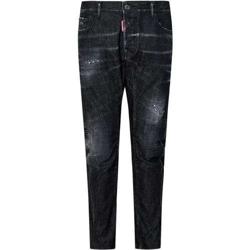 Schwarze Slim Fit Biker Jeans , Herren, Größe: XL - Dsquared2 - Modalova