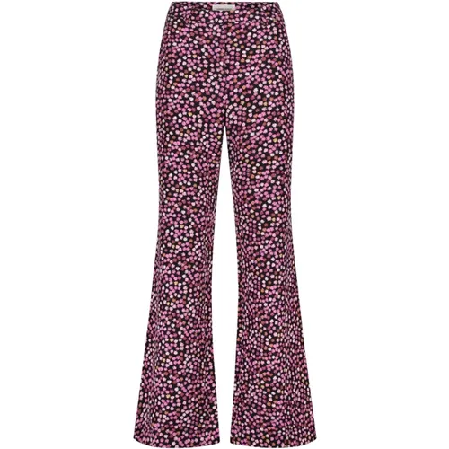 Rosa Blumen Straight-Leg Hose , Damen, Größe: XL - Fabienne Chapot - Modalova