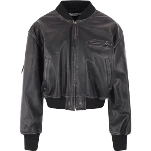 Vintage Leather Bomber Jacket , female, Sizes: S, M - Acne Studios - Modalova