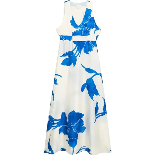 Satin Kleid mit Blumenmuster , Damen, Größe: XL - Oltre - Modalova