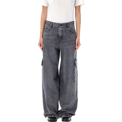 Marmor Schwarz Boyfit Cargo Jeans,Graue Hose mit Weitem Bein - Haikure - Modalova