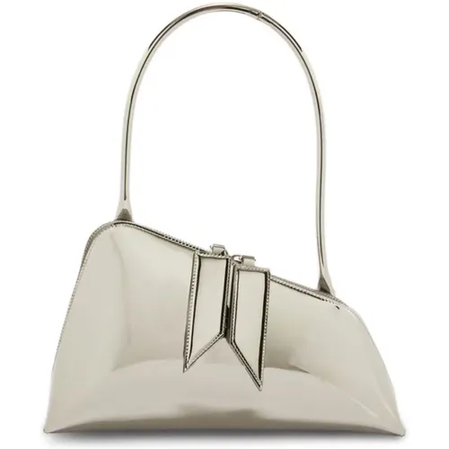 Silver Faux Leather Asymmetric Bag , female, Sizes: ONE SIZE - The Attico - Modalova