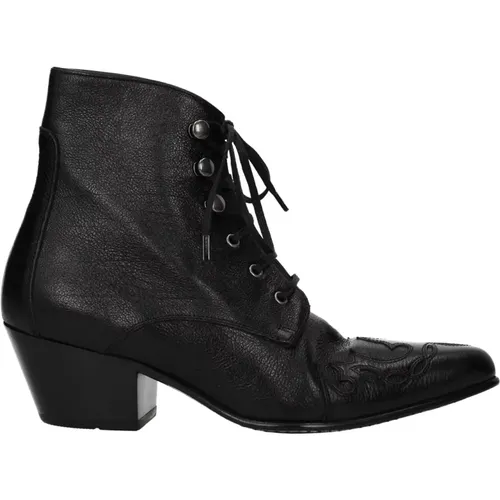 Punk-inspired Leather Ankle Boots , female, Sizes: 3 UK - Saint Laurent - Modalova