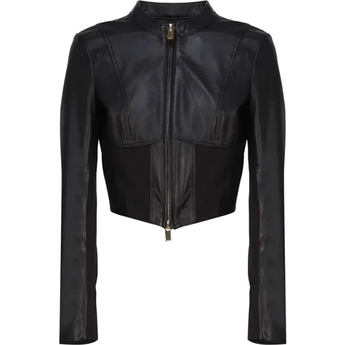 Stylish Leather Biker Jacket , female, Sizes: S, XS - pinko - Modalova