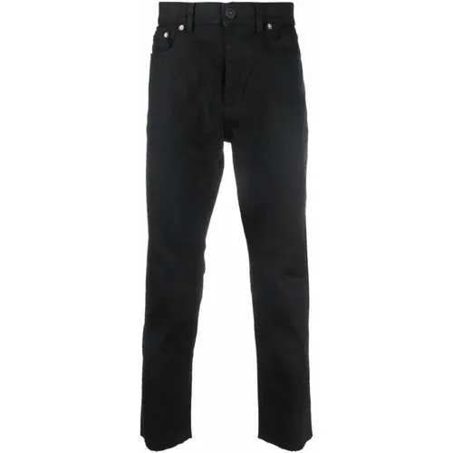 Schwarze Slim-Fit Jeans mit Logo Patch , Herren, Größe: W32 - Golden Goose - Modalova
