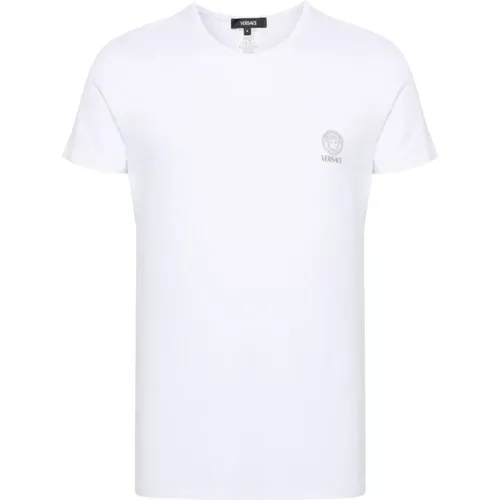 Weiße T-Shirts und Polos mit Medusa-Kopf-Motiv , Herren, Größe: L - Versace - Modalova