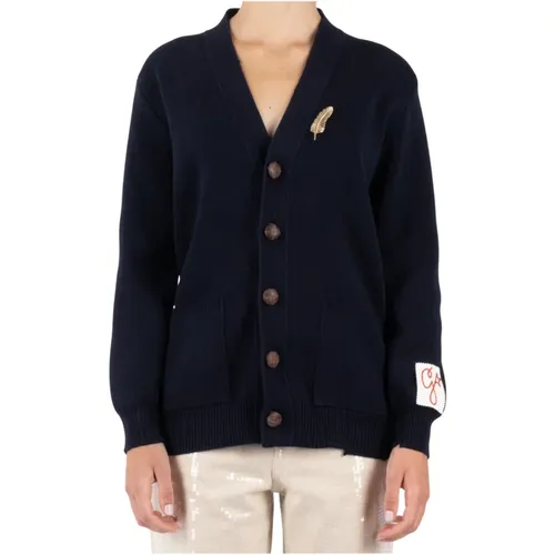 Blauer Baumwoll-Cardigan mit femininer Passform , Damen, Größe: XS - Golden Goose - Modalova