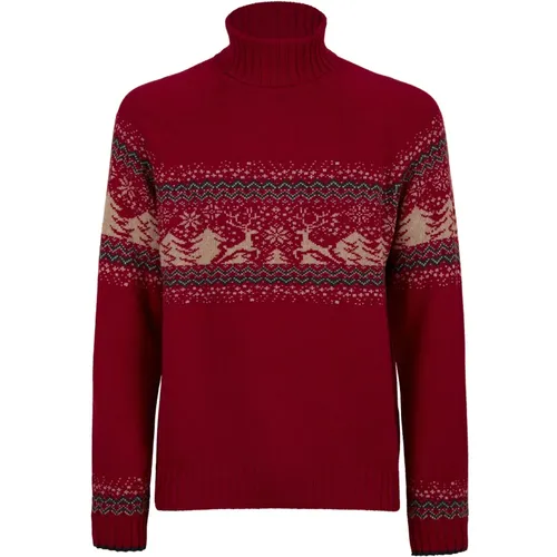 Roter Woll-Kaschmir-Rollkragenpullover Weihnachten , Herren, Größe: M - Gallo - Modalova