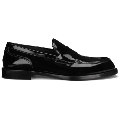 Leather Flat Shoes with Logo Sole , male, Sizes: 9 UK, 8 1/2 UK, 8 UK, 10 UK, 11 UK, 9 1/2 UK, 10 1/2 UK, 7 1/2 UK - Dolce & Gabbana - Modalova