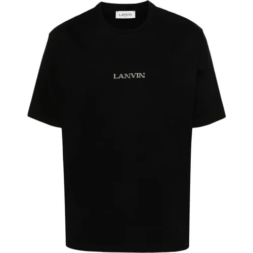 Klassisches Schwarzes Logo-besticktes T-Shirt , Herren, Größe: M - Lanvin - Modalova