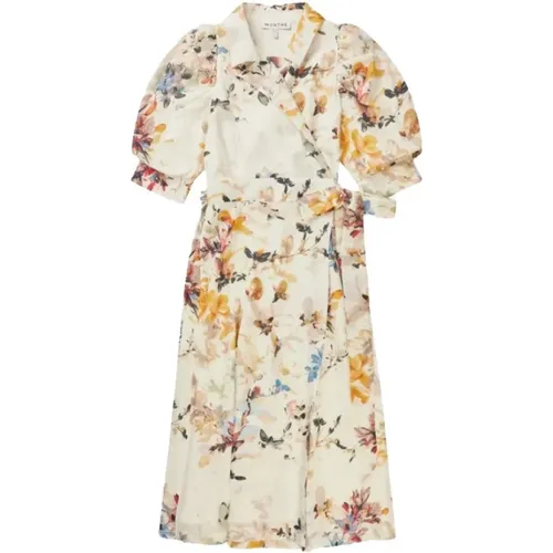 Elegant Floral Wrap Shirt Dress , female, Sizes: L, M, S, XS - Munthe - Modalova