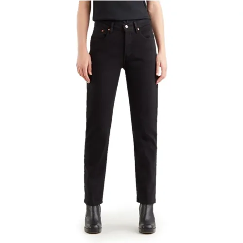 Levi's, Schwarze einfarbige Jeans mit Reißverschluss und Knopfverschluss , Damen, Größe: W28 L28 - Levis - Modalova