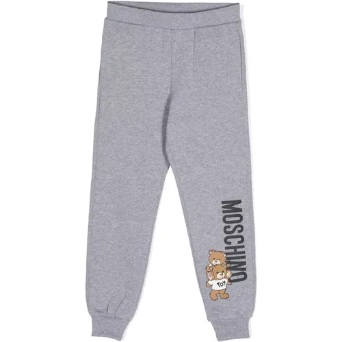 Kinder Graue Hose mit Teddybär Logo - Moschino - Modalova