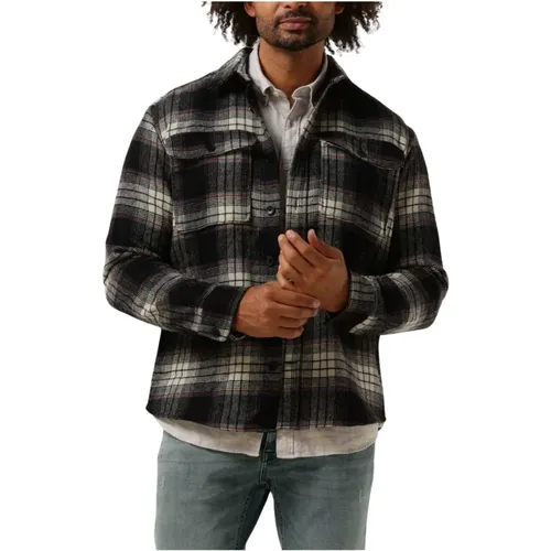 Kariertes Overshirt Dunkelblau Casual Stilvoll , Herren, Größe: XL - Selected Homme - Modalova