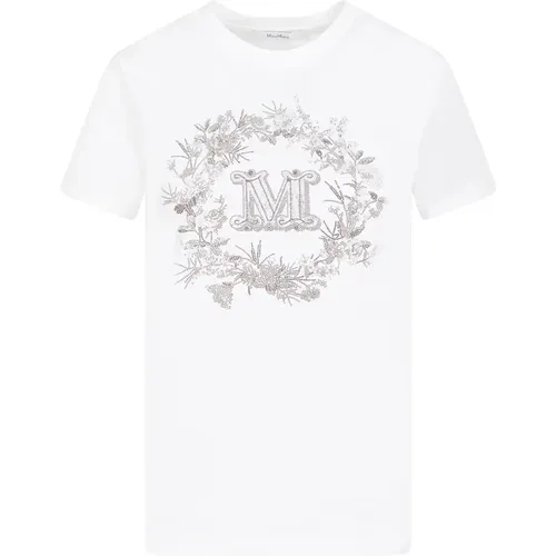 Cotton T-shirt with M Monogram , female, Sizes: XS - Max Mara - Modalova