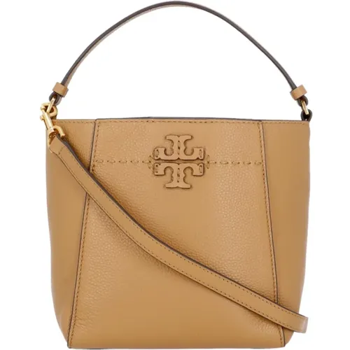 Braune genarbte Lederhandtasche für Frauen - TORY BURCH - Modalova