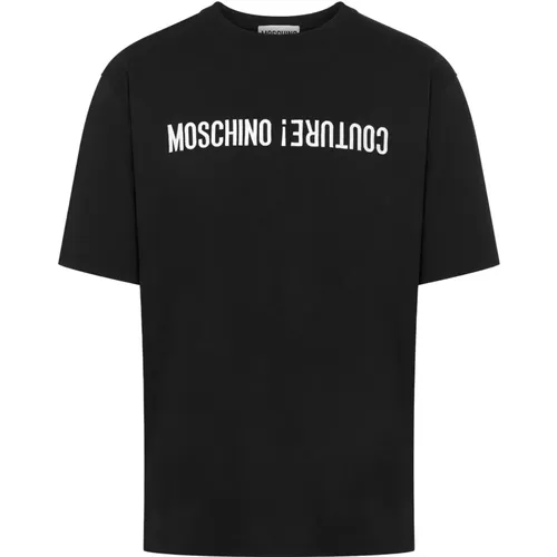 Schwarze Couture T-Shirts und Polos , Herren, Größe: XL - Moschino - Modalova