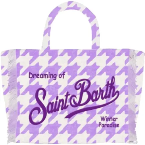Hahnentritt Einkaufstasche mit Kunstledergriffen - MC2 Saint Barth - Modalova