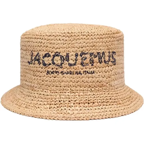 Natürlicher Raffia Bestickter Logo Hut , Damen, Größe: 56 CM - Jacquemus - Modalova
